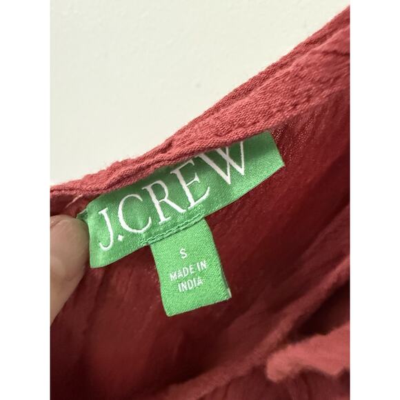 J. Crew One Shoulder 100% Cotton Gauze Beach Pool Coverup Red Brown - Picture 4 of 7